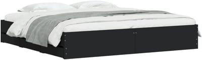 Bedframe met lades - Tweepersoonsbed ombouw - Moderne slaapkamer - Bewerkt hout design - 160x200 cm - Zwart