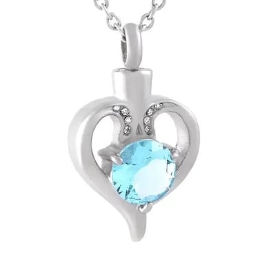 Aramat Jewels | Gedenkhangers | Elegante Stalen Ashanger met Blauwe Zirkonia – Zilverkleurig Gedenksieraad | | | |20mm | Staal | Volwassenen | Verkleurd niet