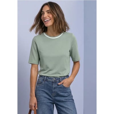 Shirt met ronde hals en contrasterende details