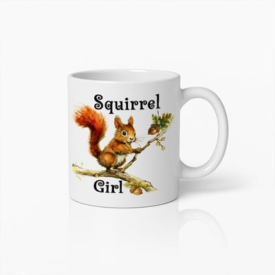 Eekhoorn Meisje Mok 330ml – Schattige Eekhoorn Illustratie Koffiebeker voor Dierliefhebbers