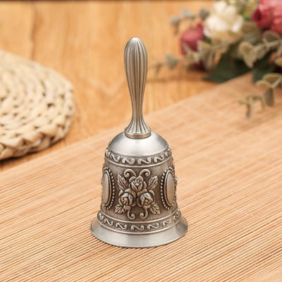Vintage handbel - Handbel - Traditionele bel - Dienstbel - Kerstdecoratieve bel-zilver