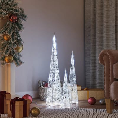 vidaXL - Lichtkegelset - decoratief - LED - 30/45/60 - cm - acryl - koudwit