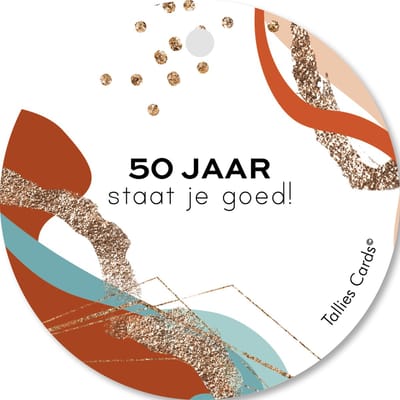 Tallies Cards - kadokaartjes - bedankkaartjes - bloemenkaartjes - cadeaukaartjes - 50 Jaar - Abstract - Set van 5 kaarten - 100% Duurzaam