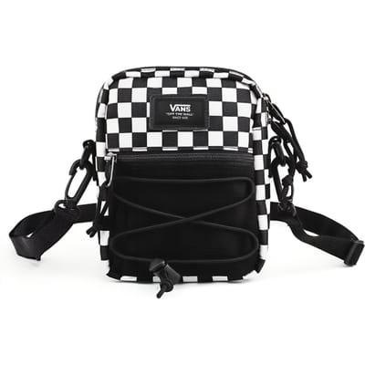 Vans Zwart en Wit Schakbord Patchwork Polyester Schouder Crossbody Tas Unisex tassen VN0A3I5SHU0 Black White black