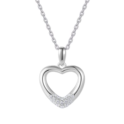 9NB-1639 – Zilveren hart ketting – Met zirkonia – Zilverkleurig – 925 zilver – 40+5 cm