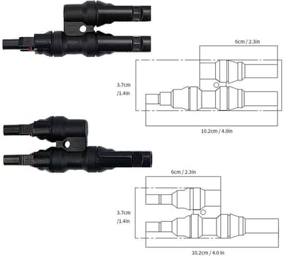 MC4 Y Connector Set voor Zonnepanelen - MMF + FFM Zonne-Stekkers voor Parallelschakeling