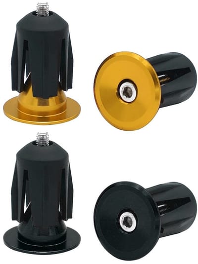 Cosensi- Handvatdop Aluminium - Fiets Handvatdoppen - MTB/BMX - Goud/Zwart - 3.2 x 2.2 cm - 20g Gewicht