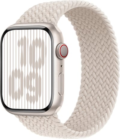 Stravo Gevlochten Nylon Bandje voor Apple Watch – Solo-stijl – Verstelbaar & Elastisch – Starlight – Geschikt voor Apple Watch 42mm (Series 11/10), 41mm (Series 9/8/7), 40mm (Series 6/5/4/SE 1/2/3), 38mm (Series 3/2/1) – S