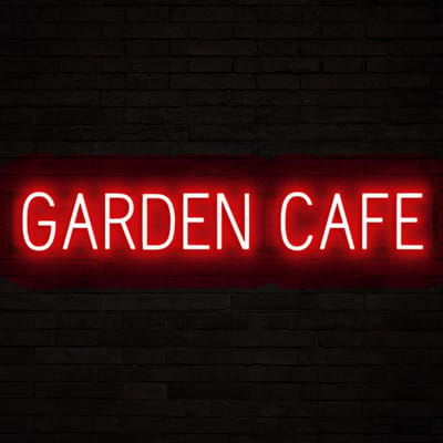 GARDEN CAFE - Lichtreclame Neon LED bord verlicht | SpellBrite | 104,03 x 16 cm | 6 Dimstanden & 8 Lichtanimaties | Reclamebord neon verlichting