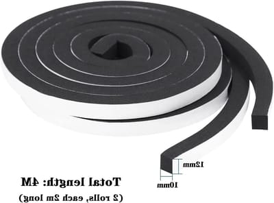Zelfklevende Sealing Tape 12 mm x 10 mm (D) / 4 m (L) voor Deuren, Ramen, Geluidsisolatie, Waterdicht en Stofdicht, Bescherming tegen Koude Tocht