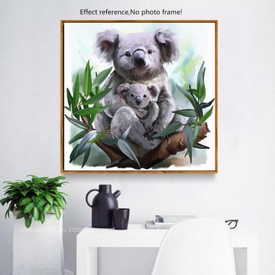 Peinture de diamant Koala ronde complète, broderie de diamant, décoration animale 50x50CM