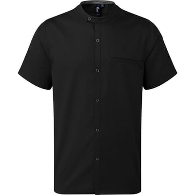 Premier Unisex gerecycled koksoverhemd voor volwassenen met korte mouwen (Zwart)