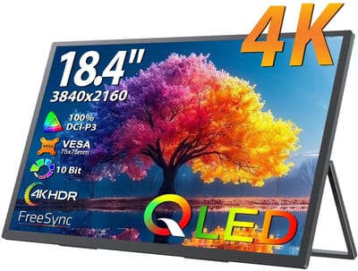 Allero Portable Monitor - Draagbare Game Monitor - Computerscherm - Draagbare monitor voor laptop - 18,4 inch - 4K - QLED