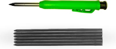 Kbstronics - markeerpotlood - hervulbare potlood - groen - diepe gaten - bouwpotlood - met na vulling 5x - ingebouwde puntenslijper