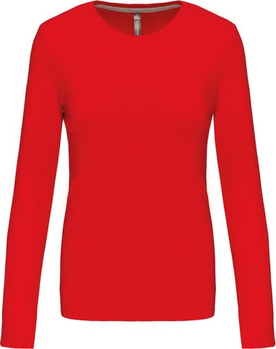 Kariban Dames T-shirt ronde hals lange mouwen K383 - Red - 3XL
