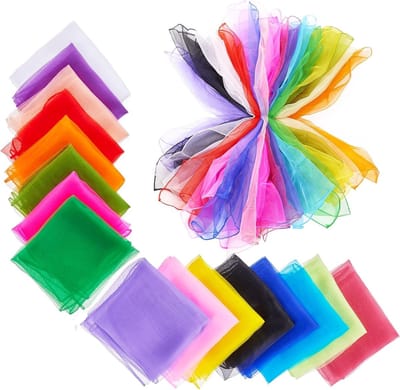 32 Multicolour Dansdoeken voor Baby's - Sensory Zijde Doeken voor Kinderen - Ideaal voor Dans, Gymnastiek en Creatieve Spelletjes - 60x60cm