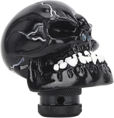 Dailygoody - Skull Head Pookknop - Stijlvol - Perfecte pasvorm - Zwart - Compatibel met diverse auto's - Hoogwaardige kwaliteit - Geschikt voor 8 MM 1