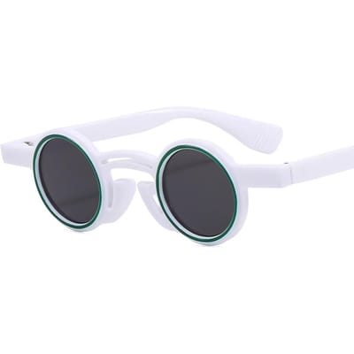 Lunettes de Soleil Rondes Vintage Punk Petites Pour Dames Élégantes Double Couleur Pour Messieurs Tendance Hip Hop Lunettes de Soleil Lunettes de Soleil UV400 Other white
