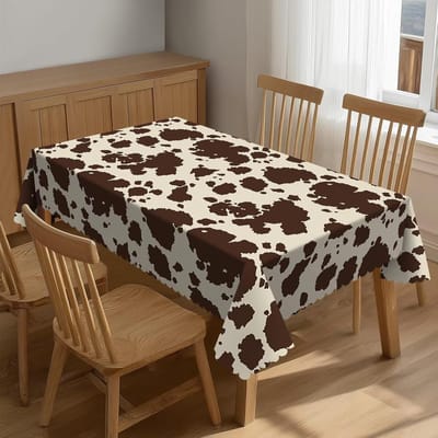 Koeprint Rechthoekig Tafelkleed Feestdecoratie Landelijk Westers Bruine Koeienhuid Vlekken Tafelkleed Keuken Eettafel Decor 90x140cm black