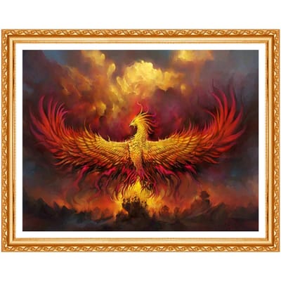 5D Diamond Schilderen Cross Stitch Borduren Diamant Patroon Fire Phoenix Foto Stickers Home Decor 20X30CM orange