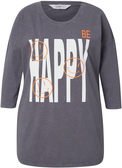 Angel of Style - Dames - T-shirt boxy fit Happy vintage look - Antraciet - Maat 44
