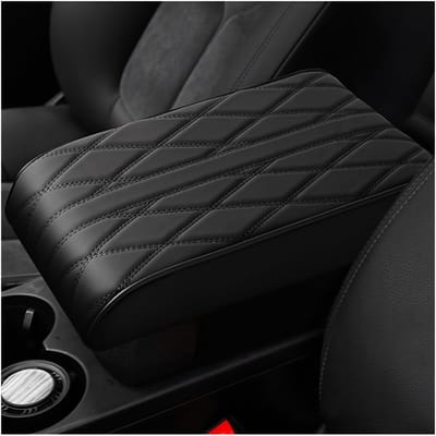 Dailygoods- Middenarmsteunkussen van leer - Armleuningkussen - Traagschuim - Antislip riem - Universeel - 32 x 22 x 5,5 cm