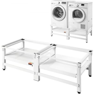 VEVOR Wasmachineonderstel 355 mm hoog, Wasmachineverhoger met uitschuifbaar schap, Draagvermogen van 318 kg, Antislipvoetjes, Wasdrogeronderstel, Sokkel, Universeel compatibel, Wit, 2-pack