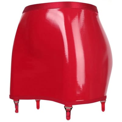 Hoge Kwaliteit Achter Hasp Vormer Jarretelgordel Met Metalen Gespen Vrouwen Sexy Olie Glanzend PU Leer Ondergoed Verstelbare Jarretelgordel M red
