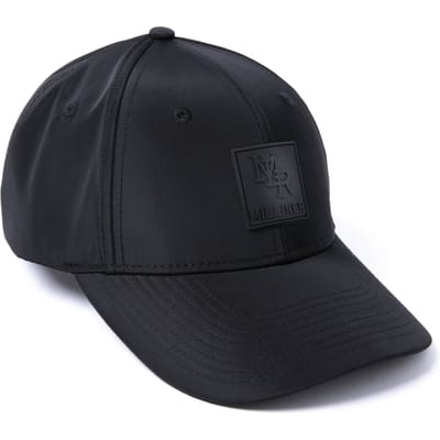 Milliner 6 Panel Nylon Rubber Badge Black Cap