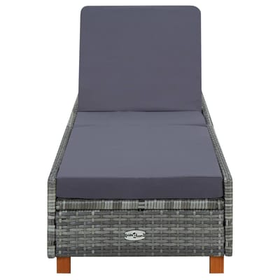 vidaXL Ligbed met kussen poly rattan grijs