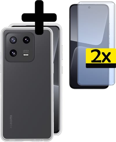 Hoesje - Met 2x Screenprotector - Geschikt voor Xiaomi 13 - Sterk & Shockproof - Back Cover - Siliconen Case - Telefoon Hoes - Telefoonhoesjes - Transparant