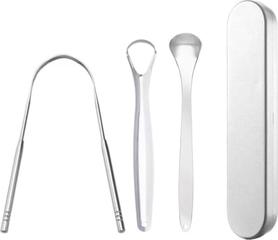RVS Tongschraper set voor Mondverzorging – 4 Stuks – Tongreiniger & Tongborstel – Tong hygiëne – Mondhygiëne