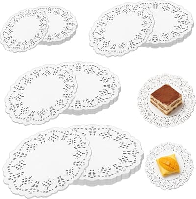 Ronde Papieren Dekens voor Taarten, 560 Stuks in 4 Maten, Ideaal voor Verjaardagen, Bruiloften en Feestjes, Wit Kantpapier voor Taart en Pizza