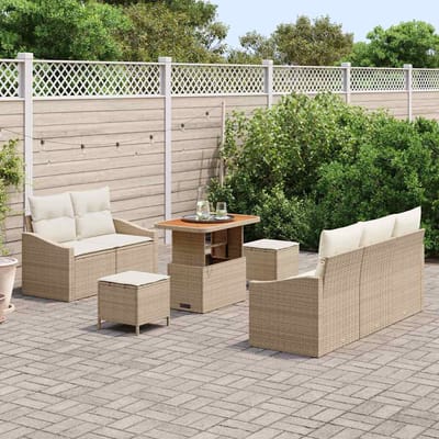 vidaXL - Tuinbank - Set - 8 - st - 7-Aantal - zitplaatsen - Beige - en - Crème