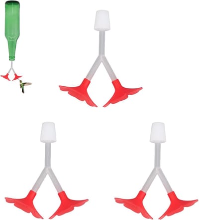 3-delige Hummingbird Voederbuis met Stopper en Rode Bloemen, Dubbele Kop voor Buiten, Maak je Eigen Vogelvoederstation