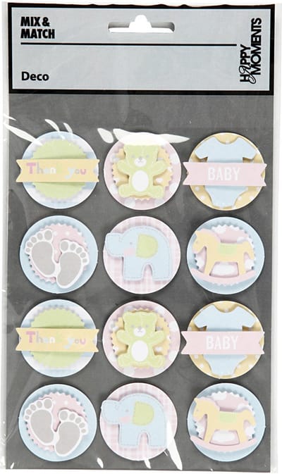 3D Baby Stickers, baby, d 35 mm, dikte 5 mm, 1 vel