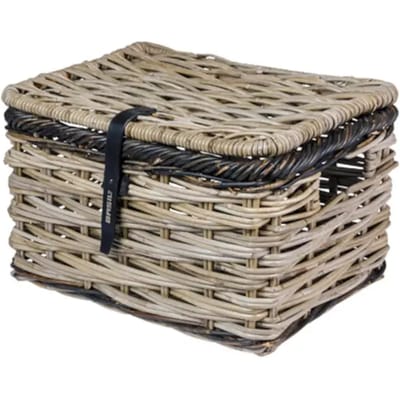 Fietsmand Basil Dijon L met deksel 36 x 49 x 30 cm - grijs/zwart