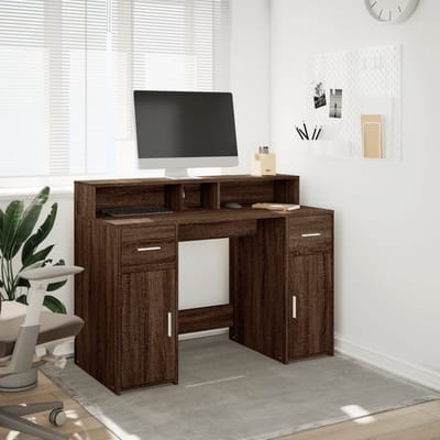 vidaXL - Bureau - met - LED-verlichting - 120x55x91 - cm - hout - bruin - eikenkleurig