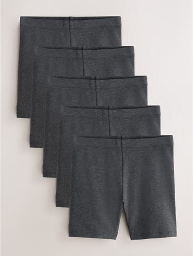 Next - Meisjes - Verpakking van 5 stretchy fietsshorts met hoog katoengehalte - Grijs