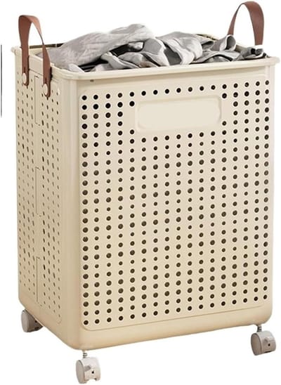 Opvouwbare Wasemmer - Opbergmand - Fitness Organiseren - Grote Capaciteit - One Size - Romig