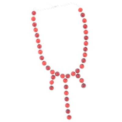 Behave Dames Ketting - Zilverkleur met Rode Stenen en Hangers - 46 cm