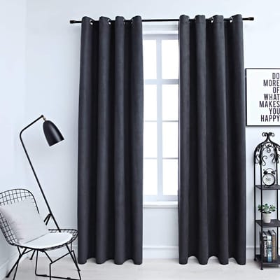 vidaXL - Gordijnen - verduisterend - met - ringen - 2 - st - 140x225 - cm - antraciet