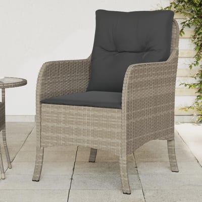 Tuinstoelen met kussen - Balkonstoelen terras - Buiten ontspannen - Weerbestendig polyrotan - 2 stuks - Lichtgrijs