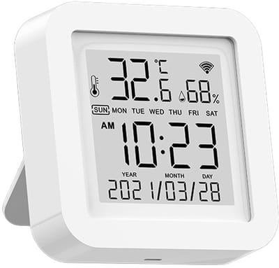 LotaHome - Wifi Thermometer - Hygrometer - Inclusief Datum en Tijd - Luchtvochtigheidsmeter - Temperatuurmeter - Met App en Voicecontrol - Met Achtergrondlicht - Tot 30 Meter - Weerstation - Automatische Werking - Wit