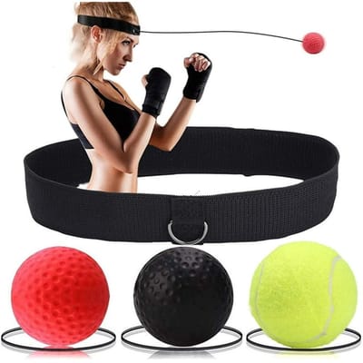 Bokstraining Ballen - Boksballen - Reflex Fight Ball - Punch Boksbal Boxen Training Ball - Punch Boxing Ball met Verstelbare Hoofdband - Voor Volwassenen Kinderen Boxer Snelheid Reflexen Coördinatietraining - 3 Ballen