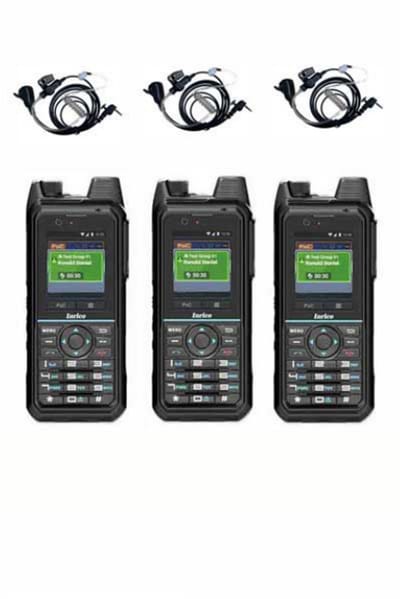 Set van 3 Inrico T330 4G LTE Zello Smart Portofoon IP68 met beveiliging oortje
