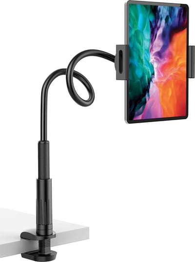 Cadorabo flexibele zwanenhals tablet houder mobiele telefoon houder in ZWART geschikt voor thuis