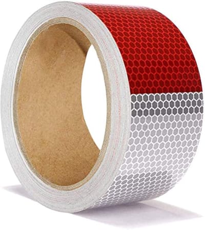 Famanu – Reflecterende veiligheidstape honingraat rood/wit 2 inch – hoge intensiteit – voor aanhanger en trailer