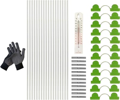 Tuinboog Set - Netframe Bogen - Planten Beschermen - Inclusief Thermometer - 18 Stuks - Zwart