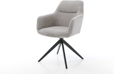 Eetkamerstoel Pejo-Flex kruisframe breed zwart koord zilver grijs 360° draaibaar rocker-functie pocketveer kern